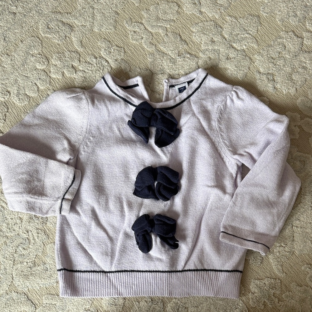 Janie and Jack Light Pink Sweater with Navy Bows